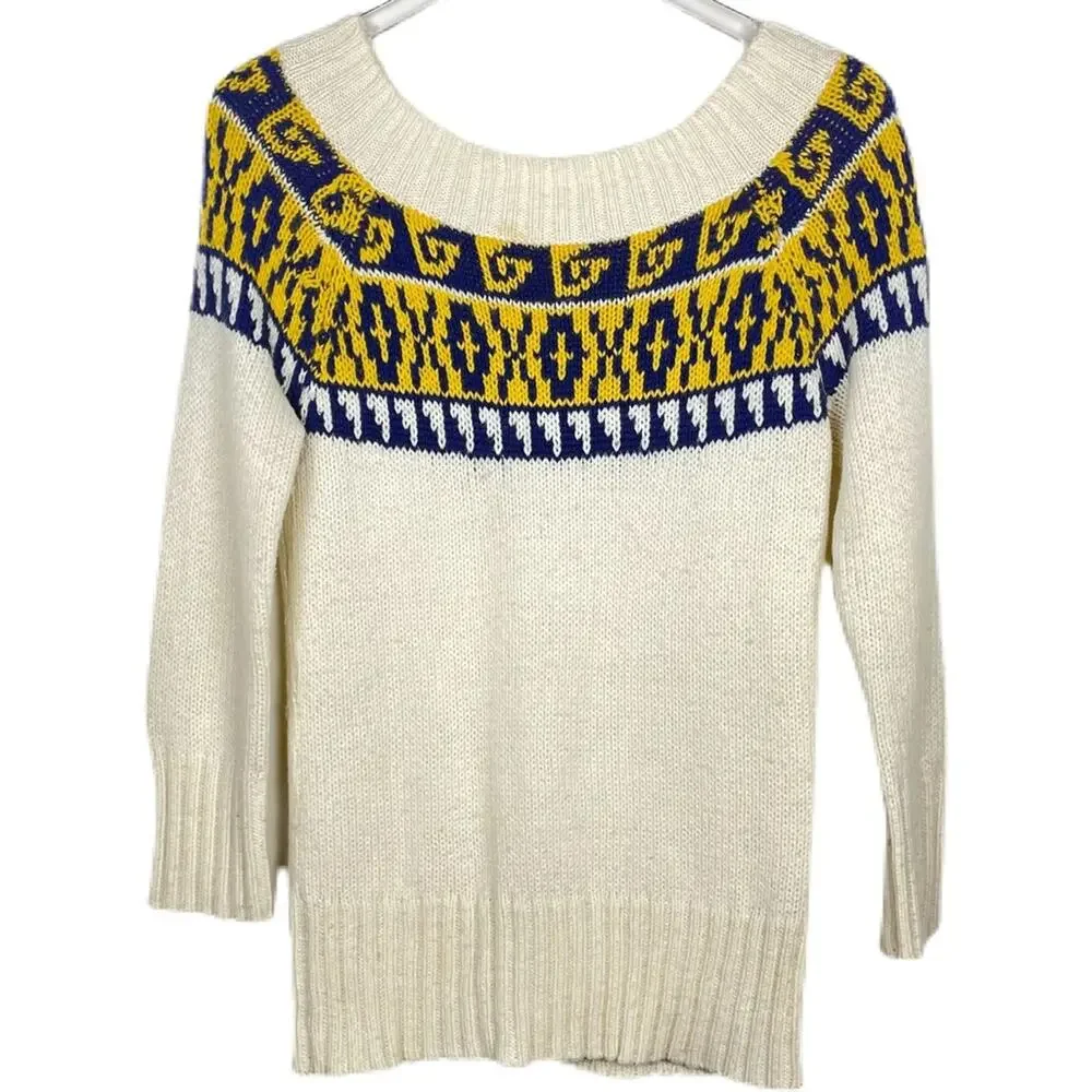 Vintage 90s Delia’s Boatneck Fair Isle Sweater Sz M